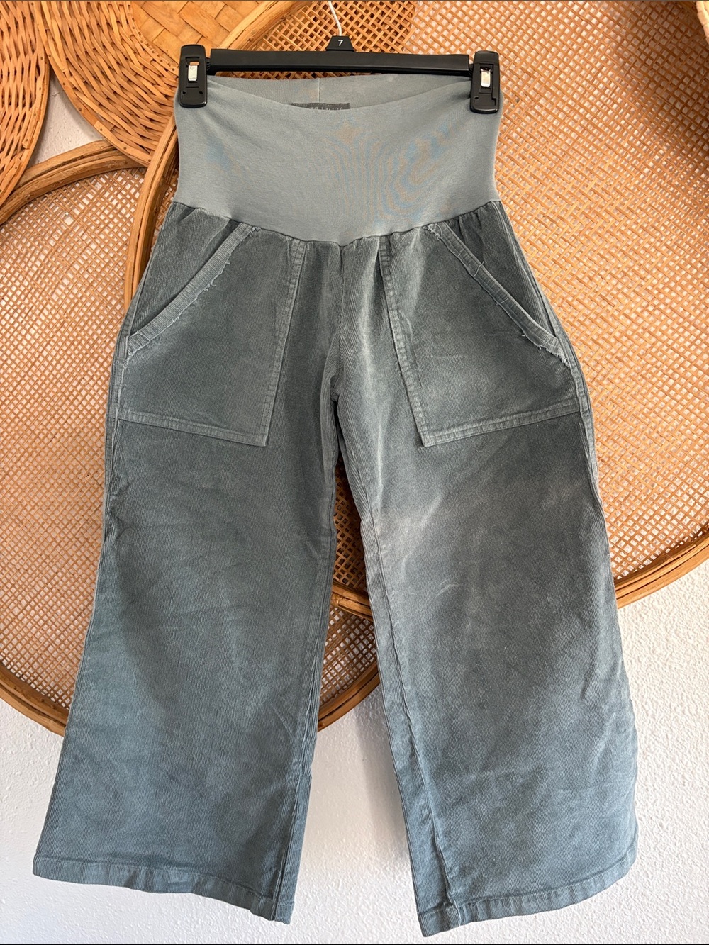 Juliet Dream maternity High-Waist Wide Leg Corduroy Pants in Slate Green
